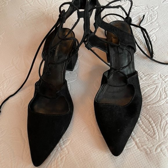 Zara Black Suede Tie Up Shoes - Picture 2 of 2
